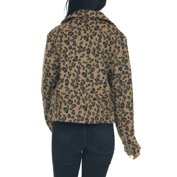 Leopard Moto Jacket Size Small - Picture 6 of 9